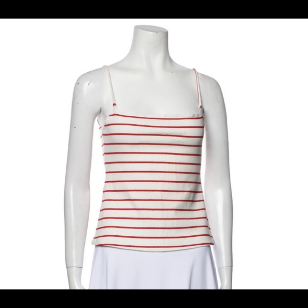 REFORMATION Striped Square Neckline Top, sz L